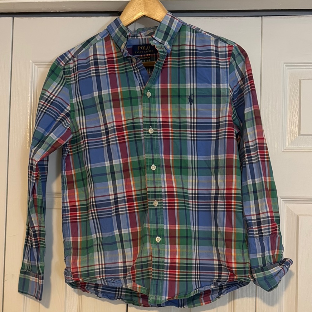Polo by Ralph Lauren Green Blue Plaid Button Down Shirt